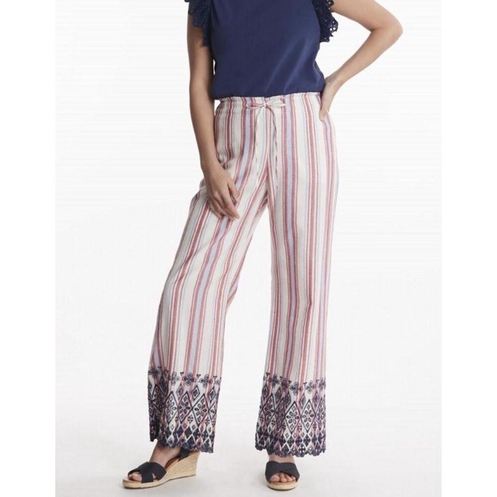 Tyler Boe Womens Pants‎ Small Multi Color Palmer Wide Leg Embroidered Boho New